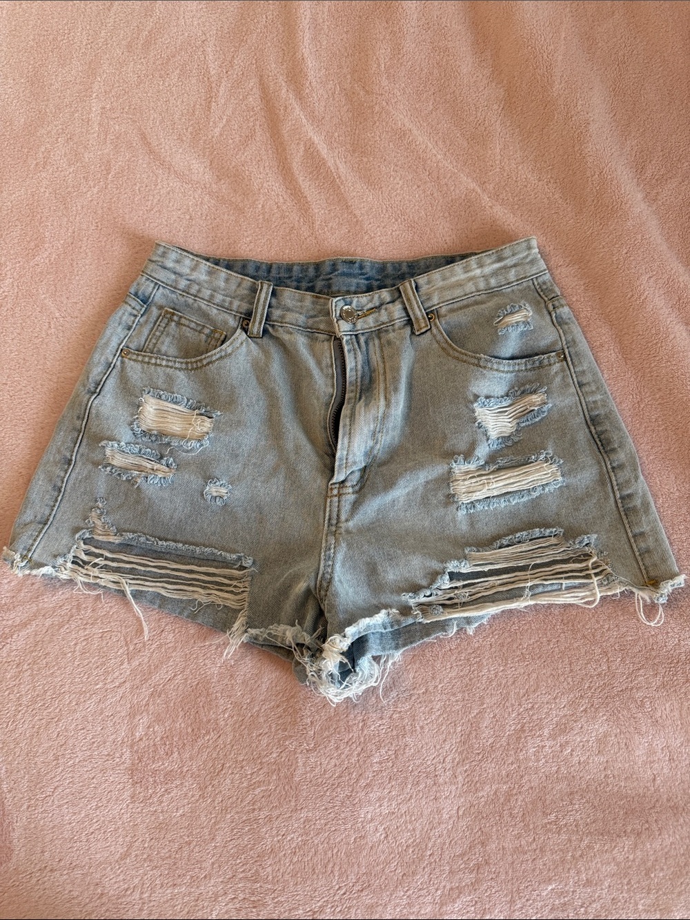 SHEIN Light Blue Distressed Denim Shorts Size 6